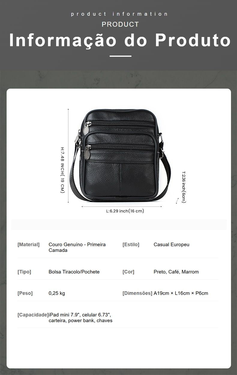 Bandoleira em Cabedal Masculina "Clássico"