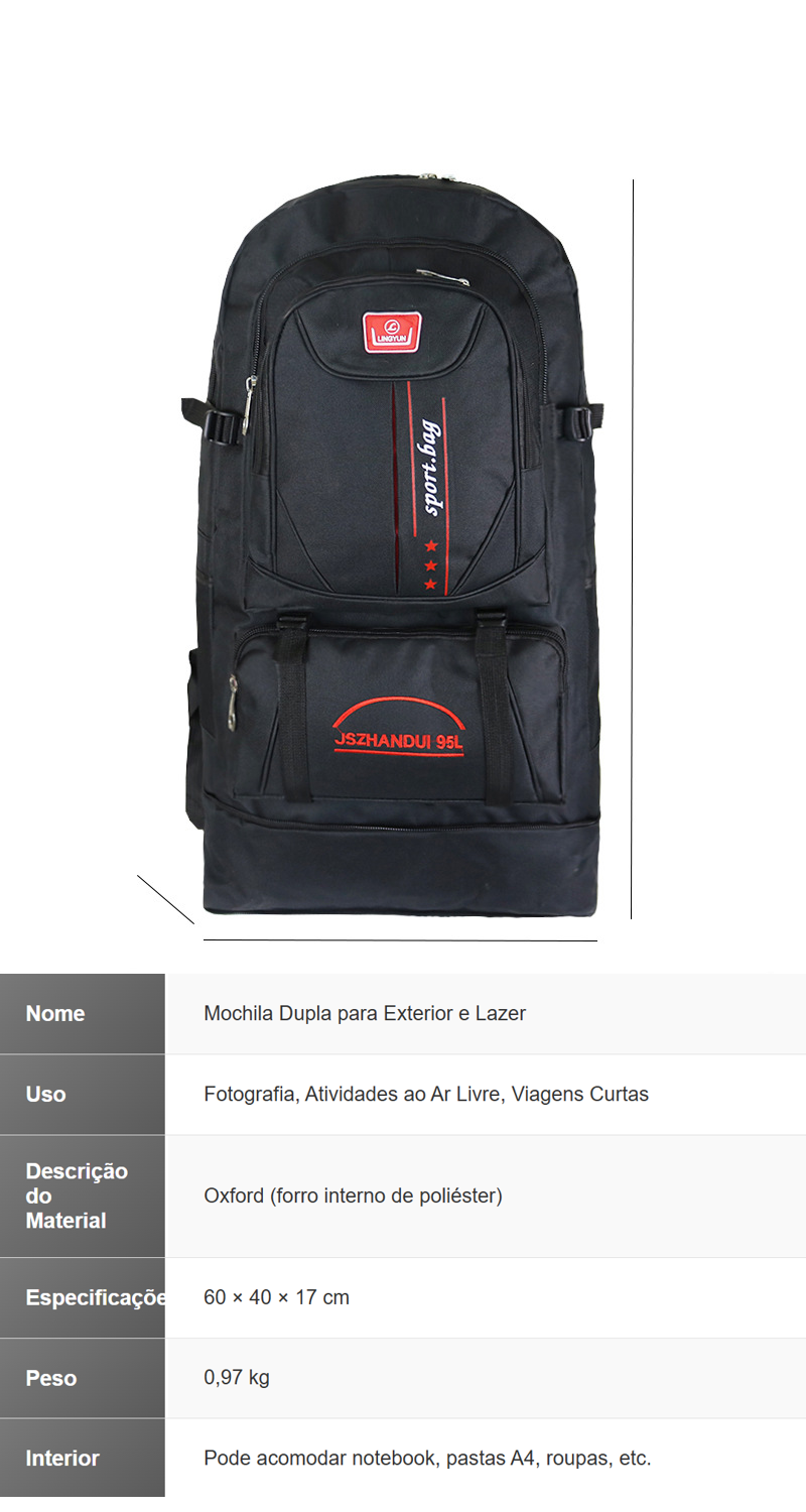 Saco de montanhismo;Mochila ao ar livre caminhadas;Mochila de Trekking "Explorador"